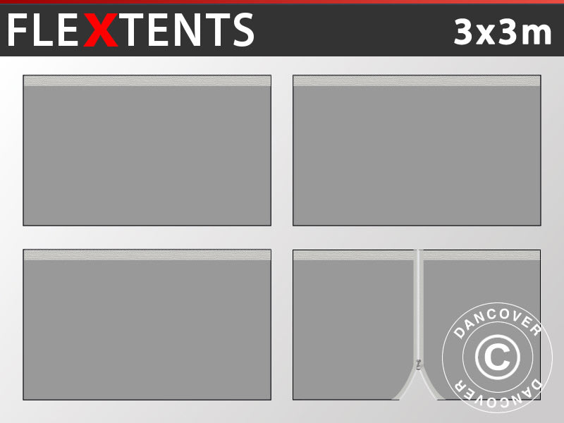 Sidovägg kit för Snabbtält FleXtents 3x3m, Grå