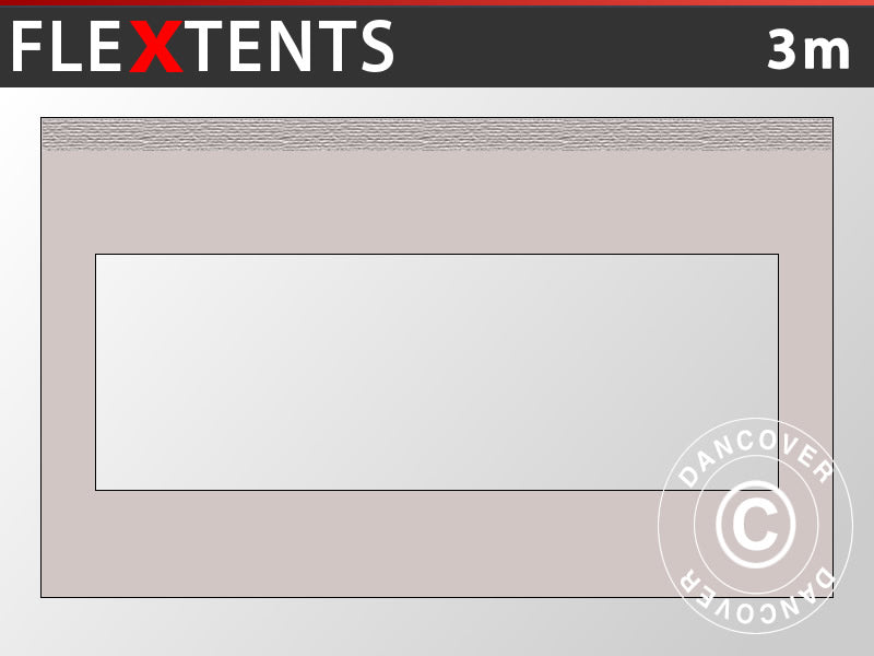 Sidovägg m/ panoramafönster för FleXtents, 3m, Latte