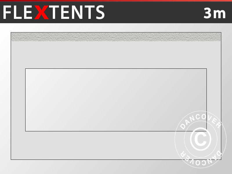 Sidovägg m/ panoramafönster för FleXtents, 3m, Silver