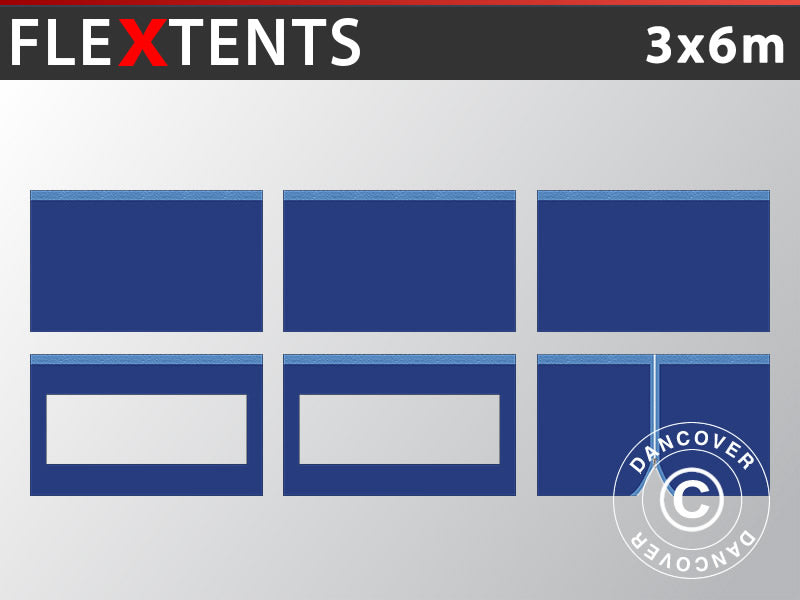 Sidovägg kit för Snabbtält FleXtents 3x6m, Mörkblå