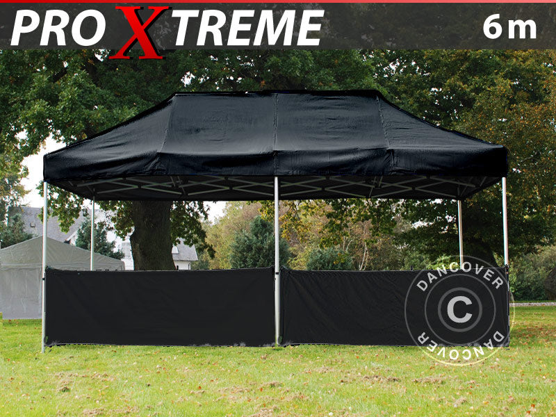 Halv sidovägg för FleXtents PRO Xtreme, 6m, Svart