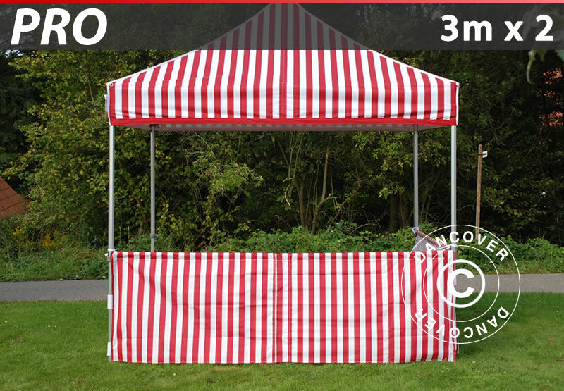 Halv sidovägg för FleXtents PRO, 6m, Randigt