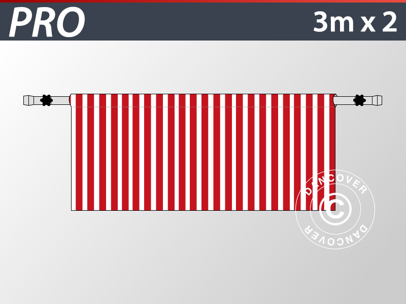 Halv sidovägg för FleXtents PRO, 6m, Randigt