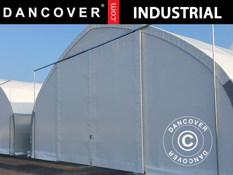 Skjutport 3x3m för tälthall, rundbågehall 12m, PVC, Vit