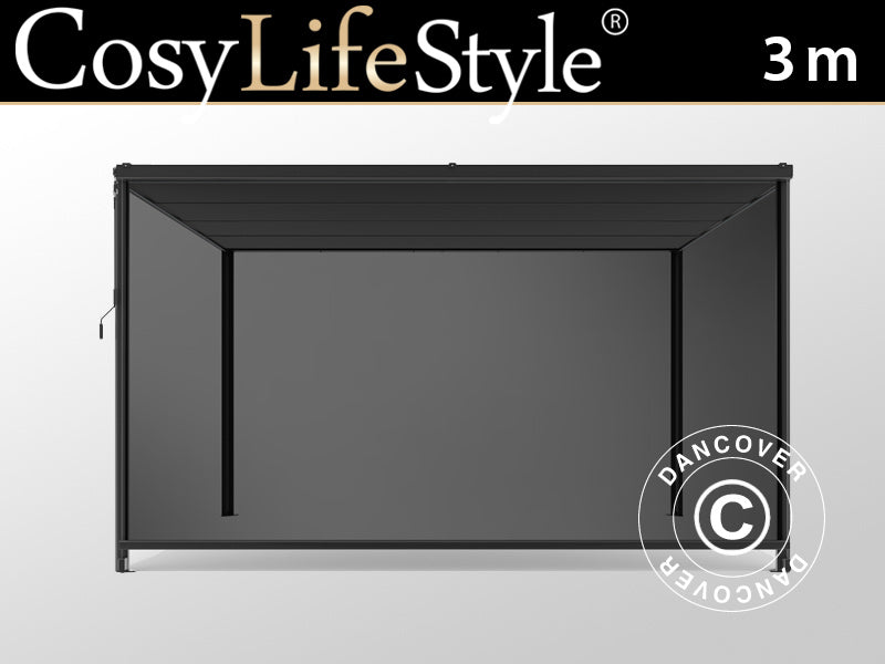 Sidoväggsskärm för pergola paviljong San Fernando, 3m, Mörkgrå