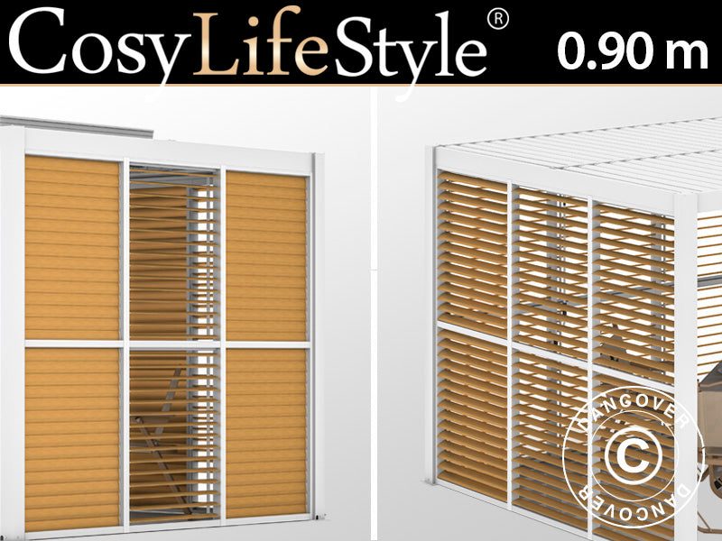 Lamellvägg till bioklimatisk pergola paviljong San Pablo, 0,90x2,175m, Träfinish/Vit