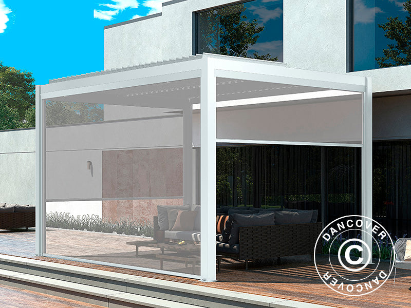 Sidoväggsskärm f/bioklimatisk pergola paviljong San Pablo, 3m, Vit/Ljusgrå