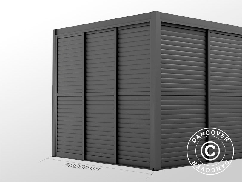 Set med skjutdörrar med lameller till pergolapaviljong San Pablo 3m, 0,92x2,18m, Svart