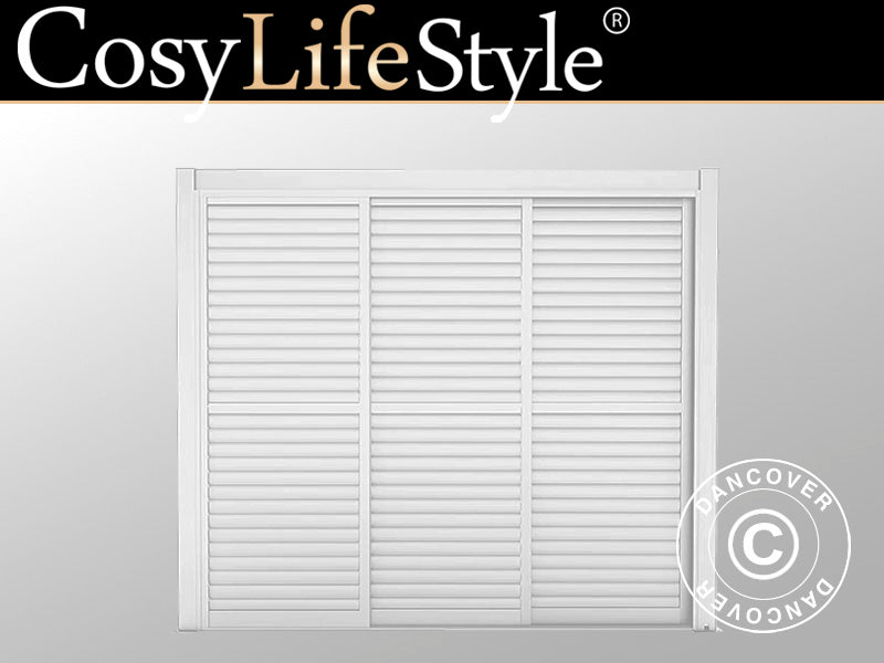 Set med lamellskjutdörrar till pergolapaviljong San Pablo 3m, 0,92x2,18m, Vit