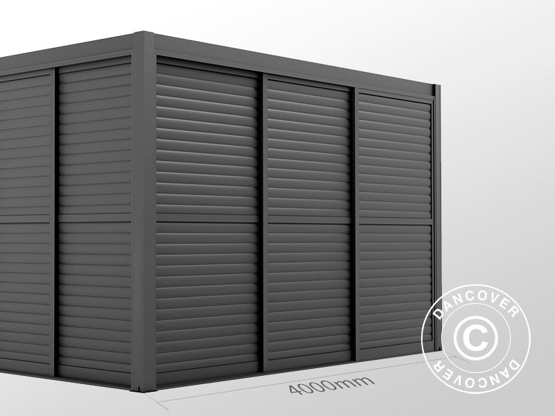 Lamellskjutdörrset för pergolapaviljong San Pablo 4m, 1,25x2,18m, Svart