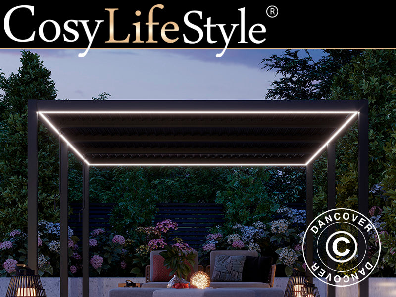 LED-ljuslist för San Pablo pergola 4x5,8m, 6 st, Varmvit