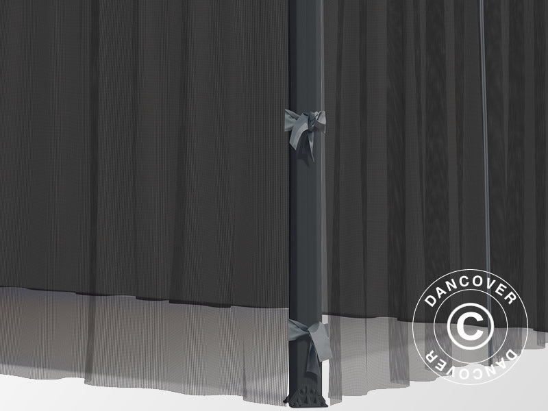 Myggnät till paviljong Martinique, 4 st., Svart