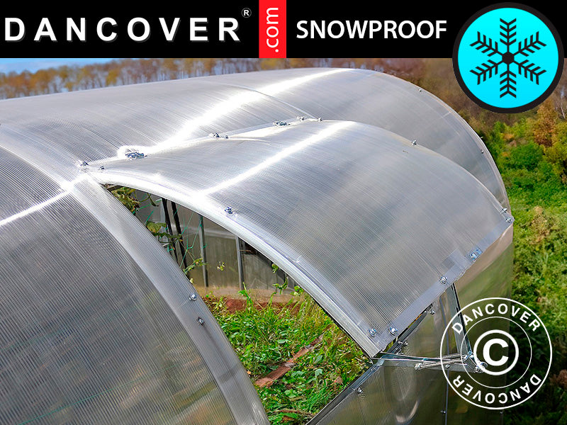 Ventilationsfönster med automatisk öppnare för växthus Strong NOVA 4m brett, Silver