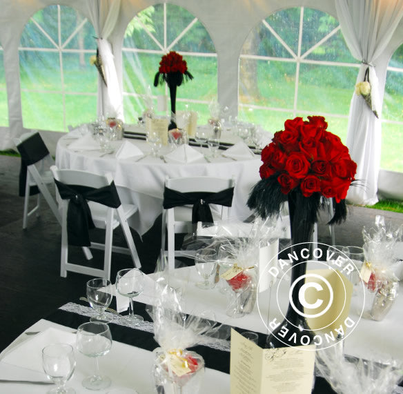 Beklädnad och gardinpack, Vit, till 5x8m partytält