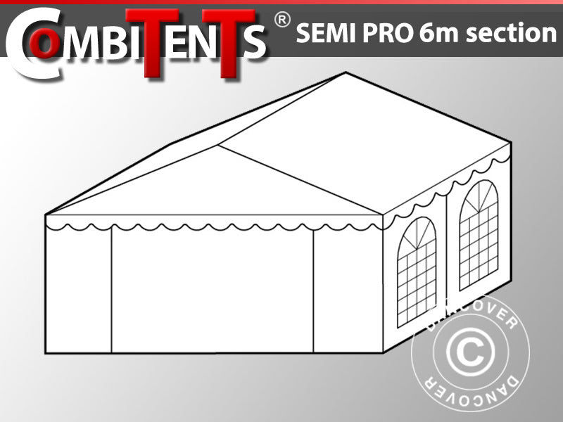 4m ändsektionsförlängning för Semi PRO CombiTent, 6x4m, PVC, Vit