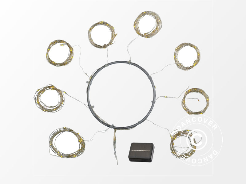 LED solljusslinga till parasoll, Knirke, 8x2m, Varm vit