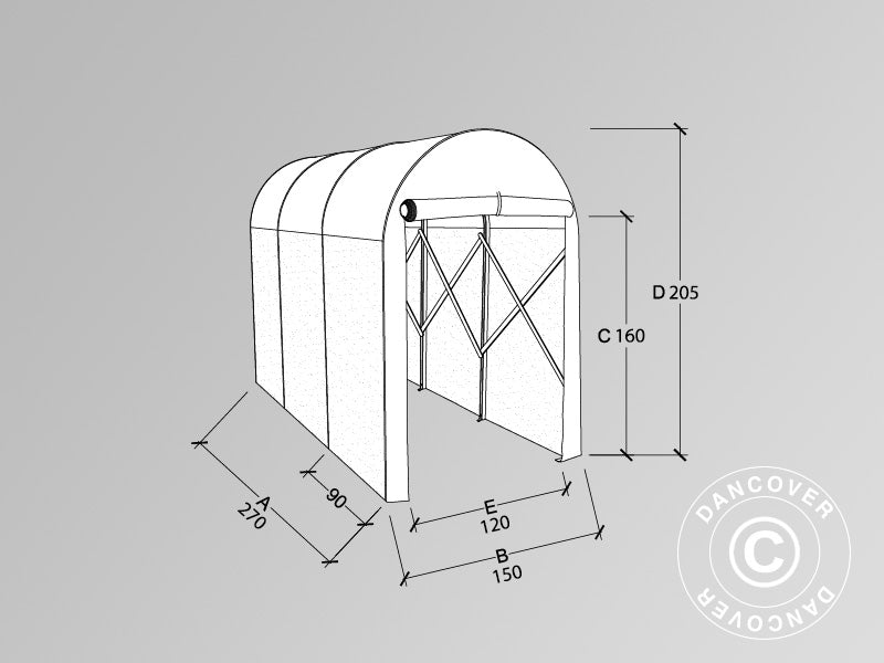 Hopfällbart tunnelgarage (MC), 1,5x2,7x2,05m, beige