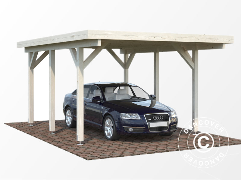 Carport i trä, 3,6x5,12x2,32m, 11,7m², Naturlig