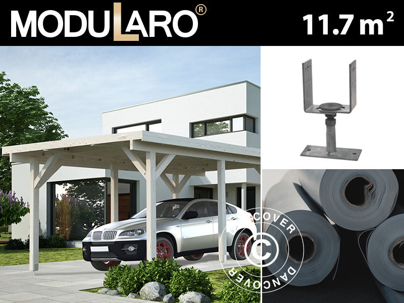 Carport i trä, 3,6x5,12x2,32m, 11,7m², Naturlig, KOMPLETT SET