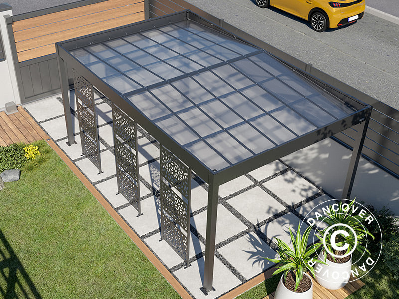 Carport Libeccio 3 med sidopaneler, 3,26x5,09x2,34m, Antracit