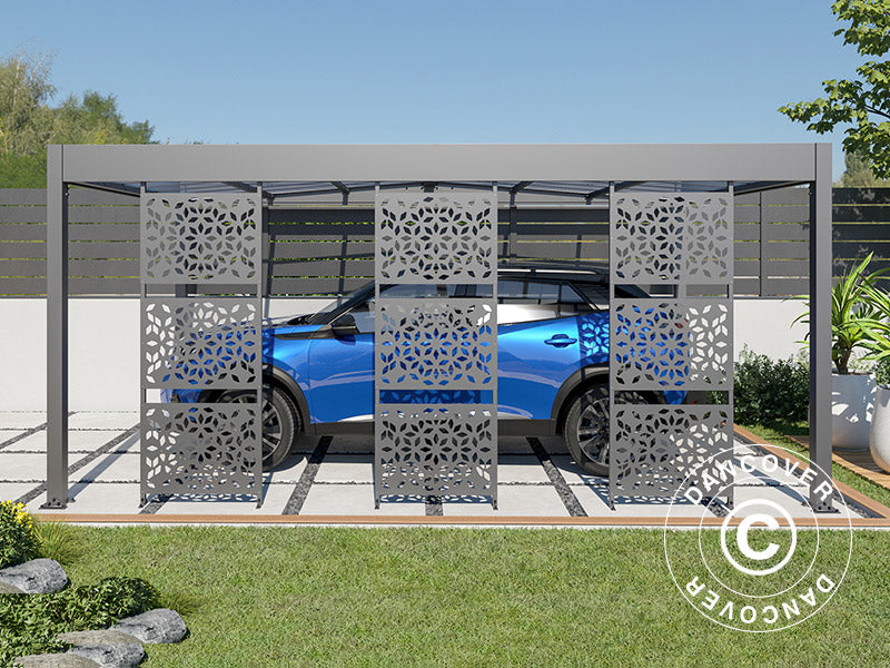Carport Libeccio 3 med sidopaneler, 3,26x5,09x2,34m, Antracit