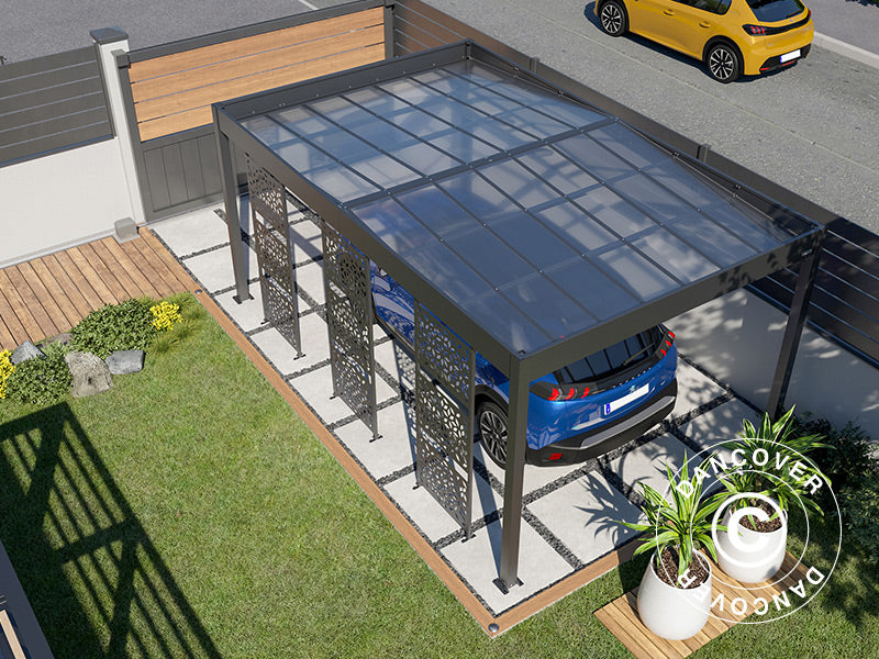 Carport Libeccio 3 med sidopaneler, 3,26x5,09x2,34m, Antracit