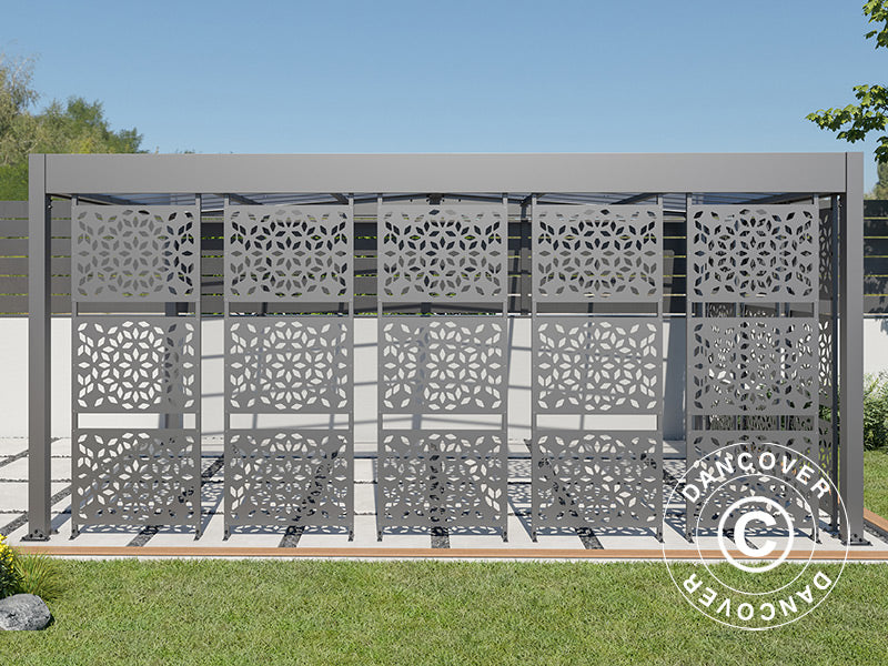 Carport Libeccio 8 med sidopaneler, 3,26x5,09x2,34m, Antracit