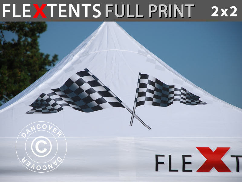 Tryckt taköverdrag med gardinkappa för snabbtält FleXtents® PRO 2x2m