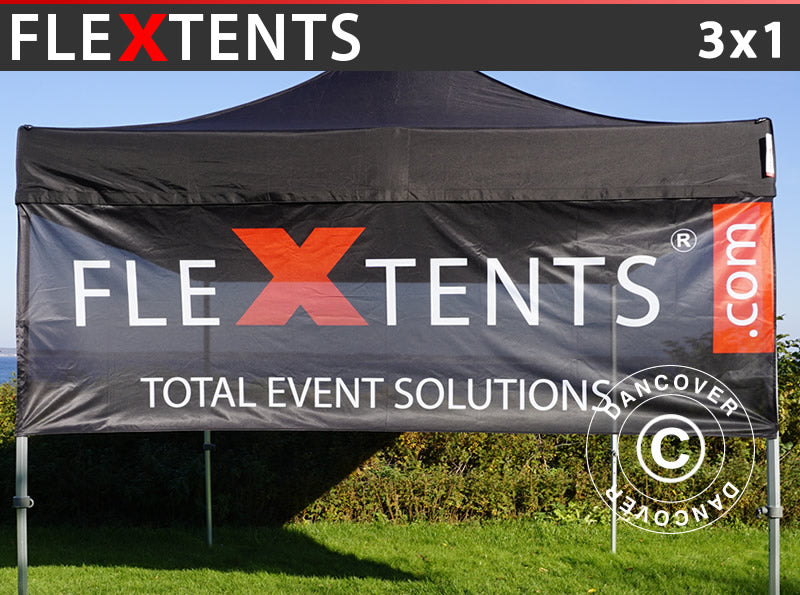 FleXtents® Snabbtältsbanderoll med tryck, 3x1m