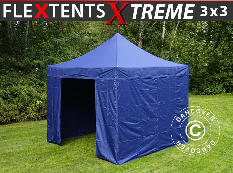 Snabbtält FleXtents Xtreme 50 3x3m Mörkblå, inkl. 4 sidor