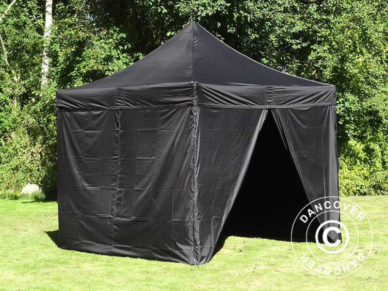 Snabbtält FleXtents PRO 3x3m Svart, inkl. 4 sidor
