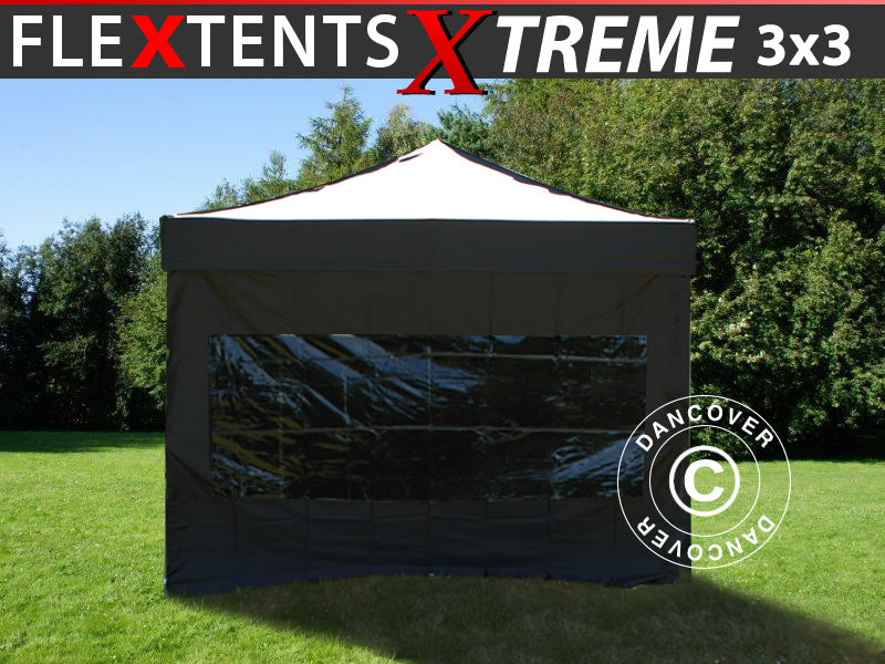 Snabbtält FleXtents Xtreme 50 3x3m Svart, inkl. 4 sidor