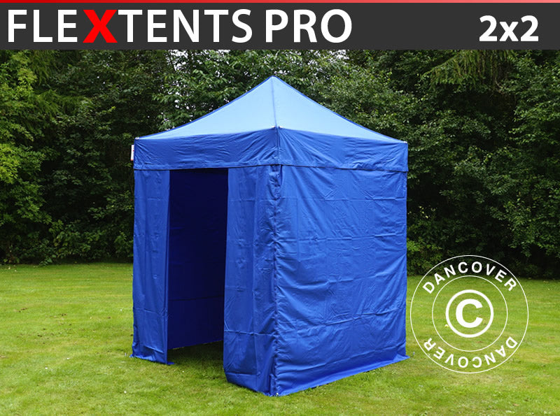 Snabbtält FleXtents PRO 2x2m Blå, inkl. 4 sidor
