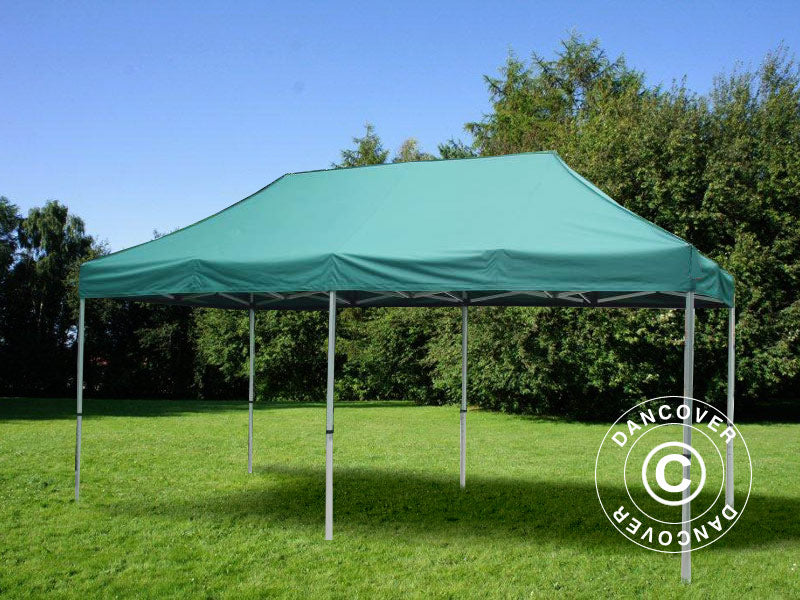 Snabbtält FleXtents PRO 3x6m Grön, inkl. 6 dekorativa gardiner