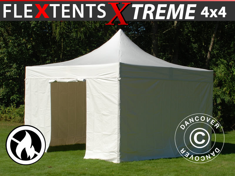 Snabbtält FleXtents Xtreme 50 Heavy Duty 4x4, Vit inkl. 4 sidor