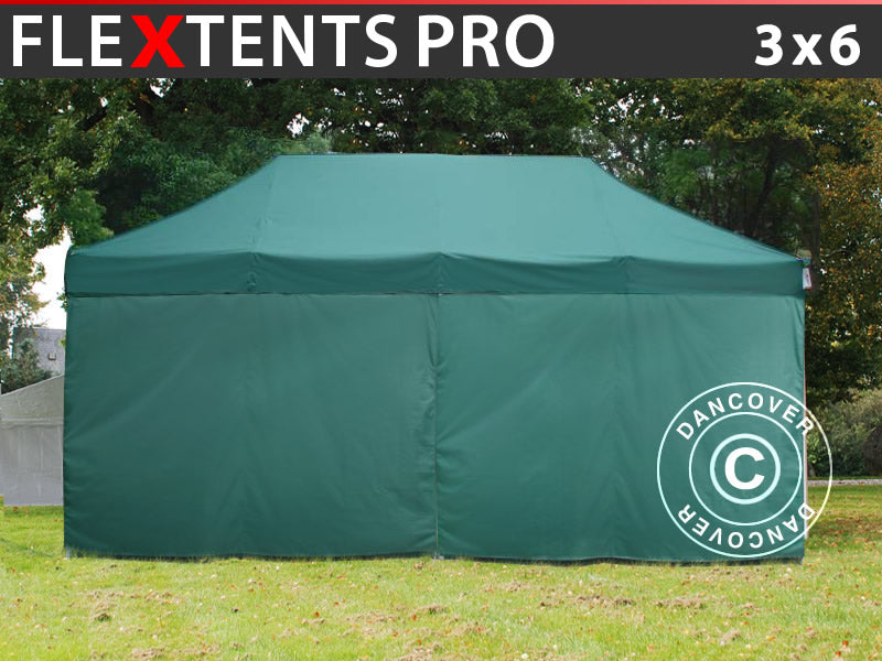 Snabbtält FleXtents PRO 3x6m Grön, inkl. 6 sidor