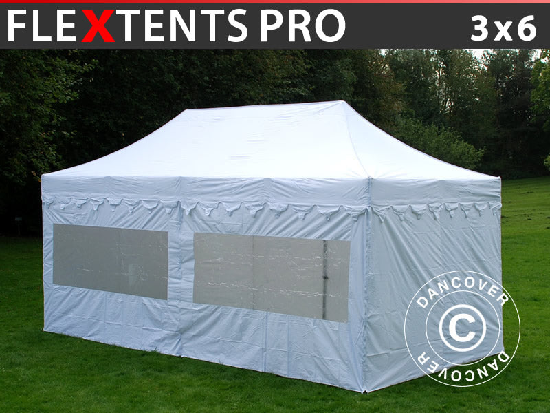 Snabbtält FleXtents PRO "Morocco" 3x6m Vit, inkl. 6 sidor