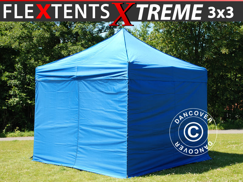 Snabbtält FleXtents Xtreme 60 3x3m Blå, inkl. 4 sidor