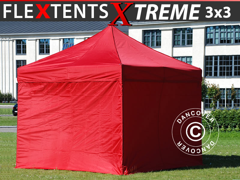 Snabbtält FleXtents Xtreme 60 3x3m Röd, inkl. 4 sidor