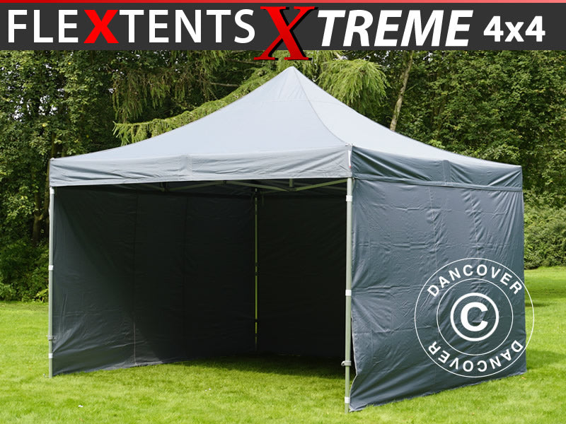 Snabbtält FleXtents Xtreme 50 4x4m Grå, inkl. 4 sidor