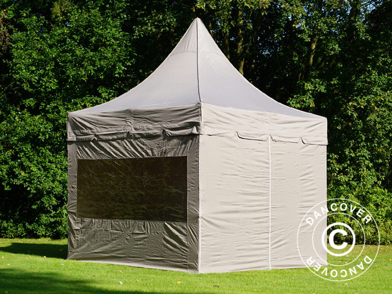 Snabbtält FleXtents PRO Peak Pagoda 3x3m Latte, inkl. 4 sidoväggar
