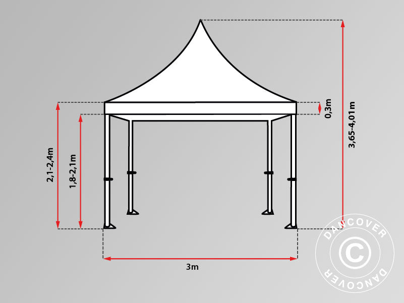 Snabbtält FleXtents PRO Peak Pagoda 3x6m Svart
