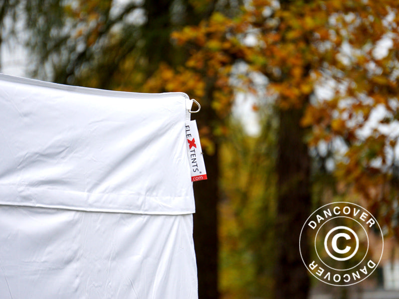 Snabbtält FleXtents® Xtreme 50 Exhibition med sidoväggar, 3x3m, Vit, Flamhämmande