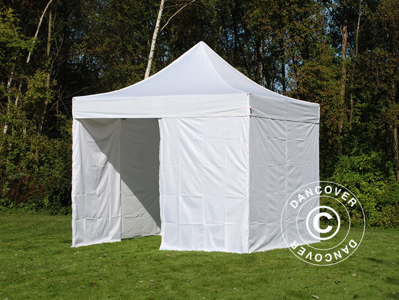 Snabbtält FleXtents PRO 3x3m Vit, Flamhämmande, inkl. 4 sidor