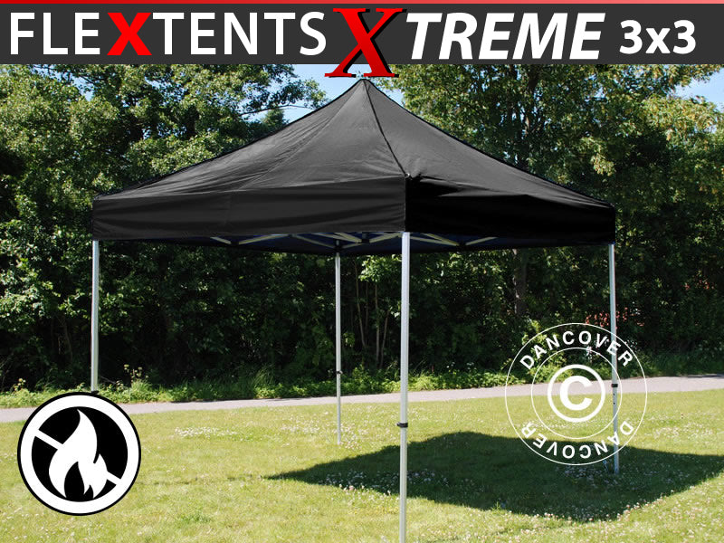 Snabbtält FleXtents Xtreme 50 3x3m Svart, Flamhämmande