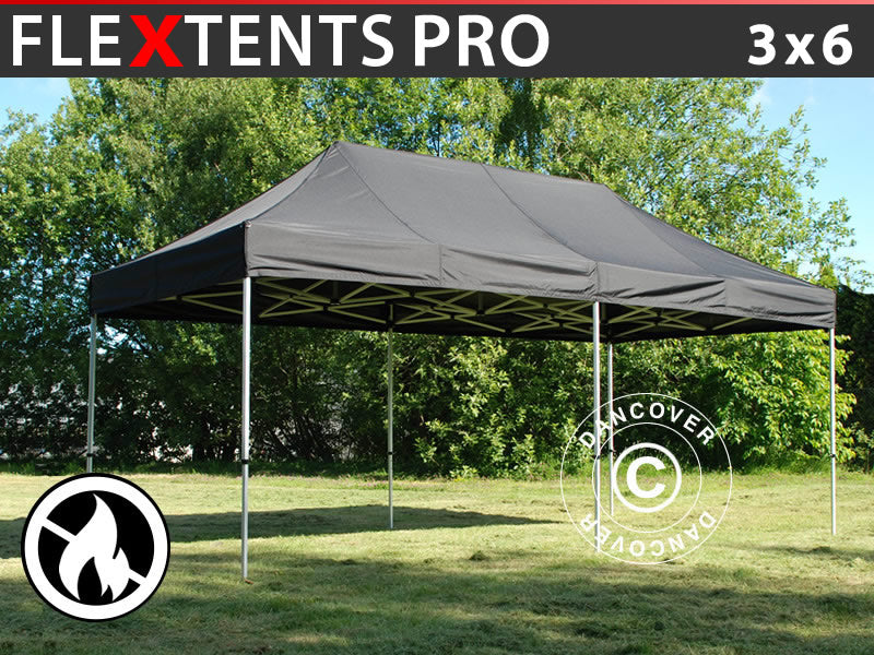 Snabbtält FleXtents PRO 3x6m Svart, Flamhämmande