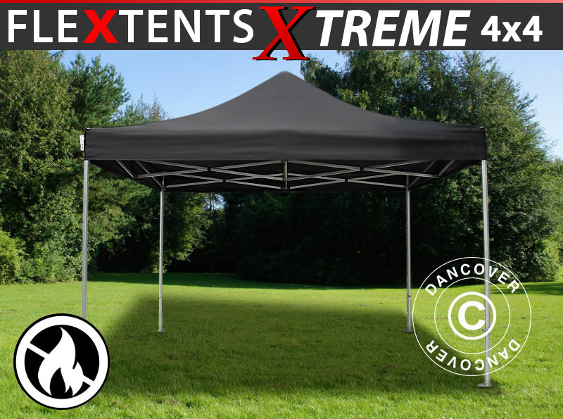Snabbtält FleXtents Xtreme 50 4x4m Svart, Flamhämmande
