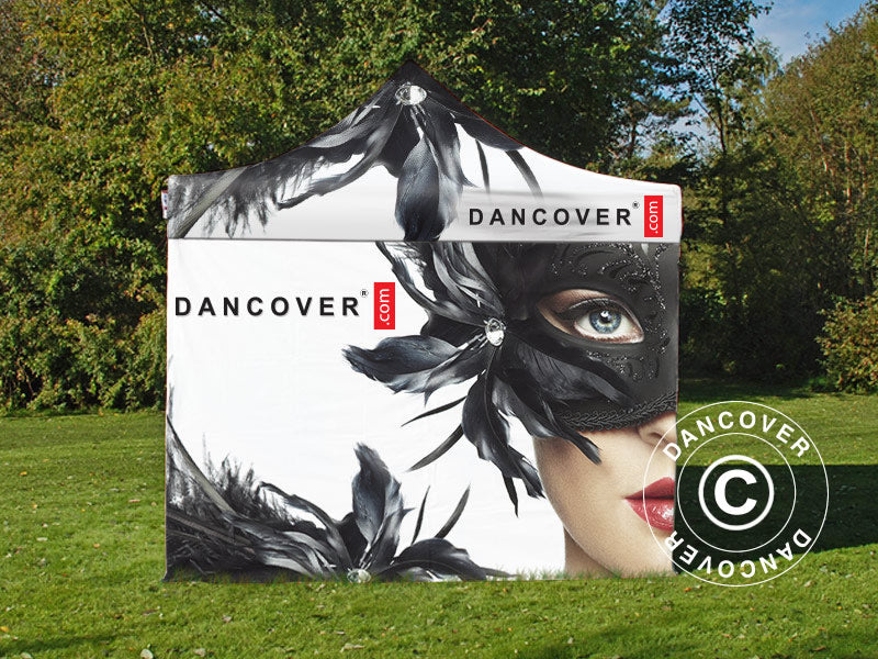 Snabbtält FleXtents PRO med fullt digitalt tryck, 3x4,5m, inkl. 4 sidor