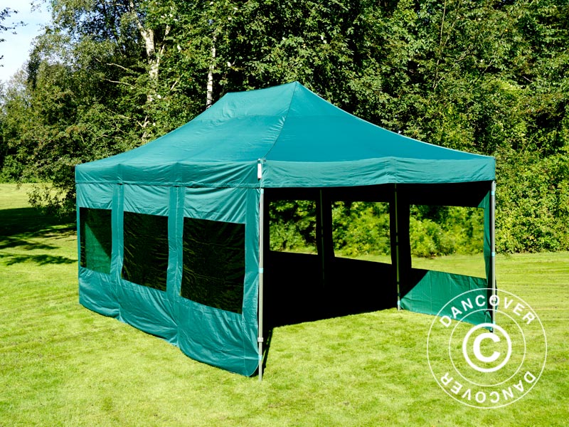 Snabbtält FleXtents PRO 4x6m Grön, inkl. 8 sidor