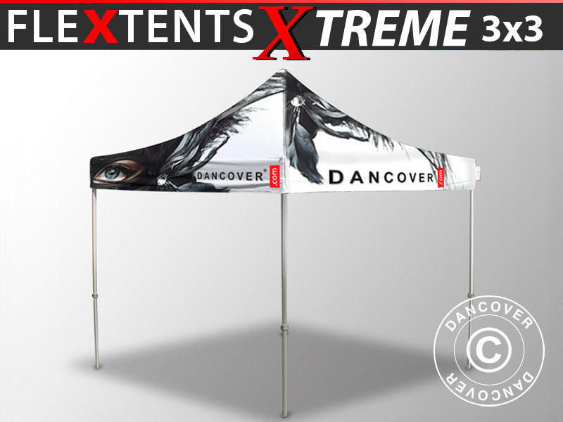 Snabbtält FleXtents Xtreme 50 med fullt digitalt tryck, 3x3m